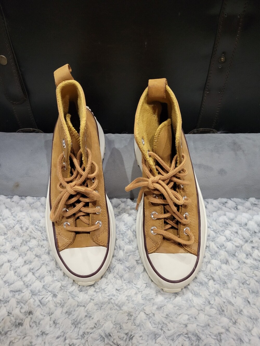 Converse High-Top Canvas Sneakers in Tan